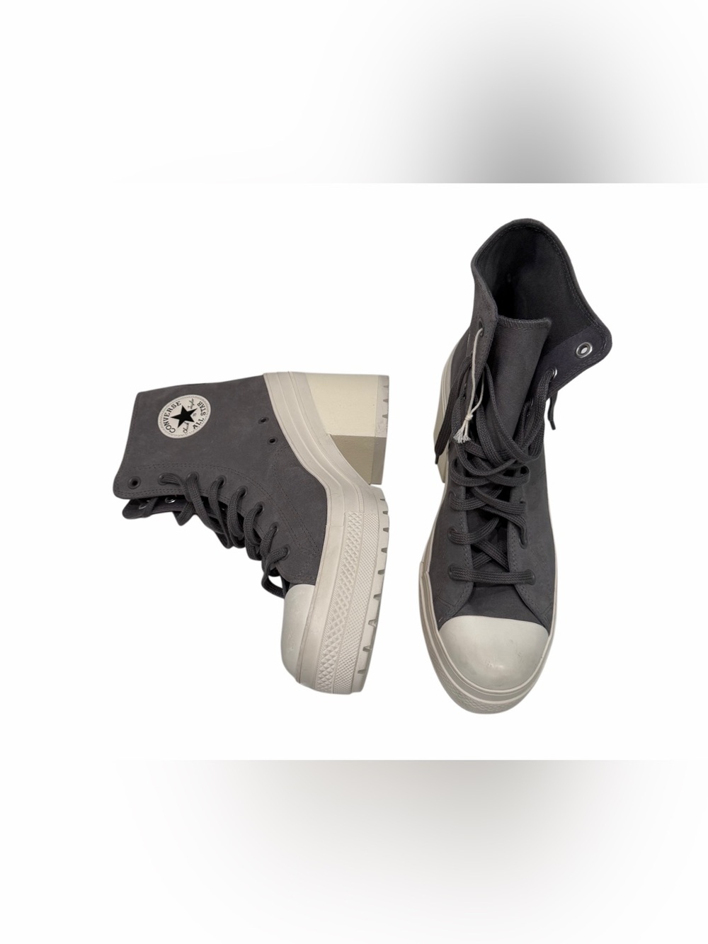 Converse All Star Women's Gray Suede Platform Lace-Up Ankle Boots 12.5 NWOB - Picture 2 of 6